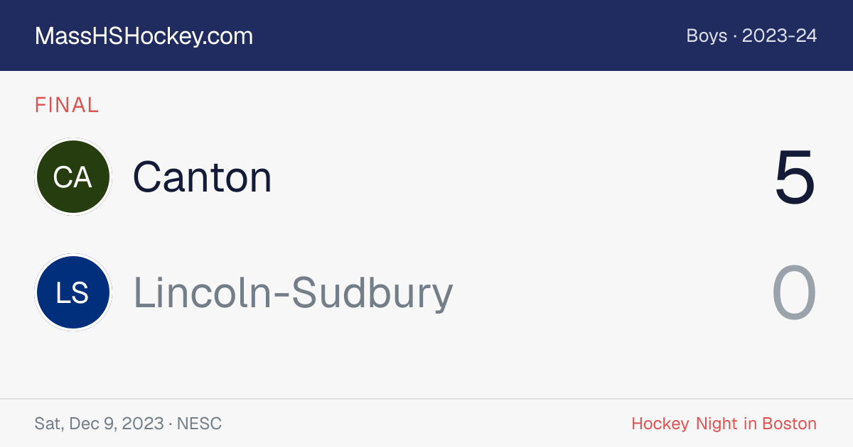 Canton at Lincoln-Sudbury score card