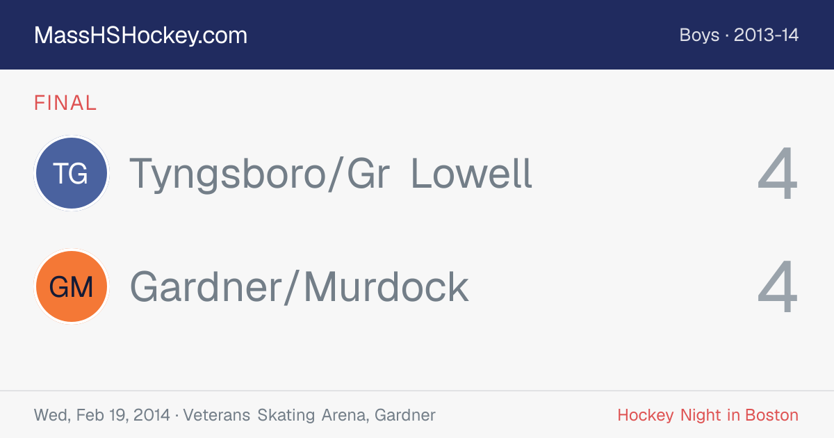 Tyngsboro/Gr Lowell at Gardner/Murdock score card