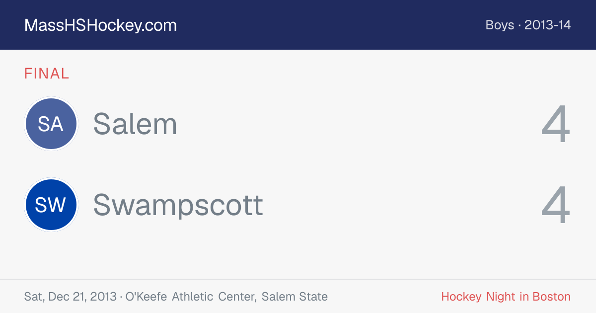 Salem at Swampscott score card