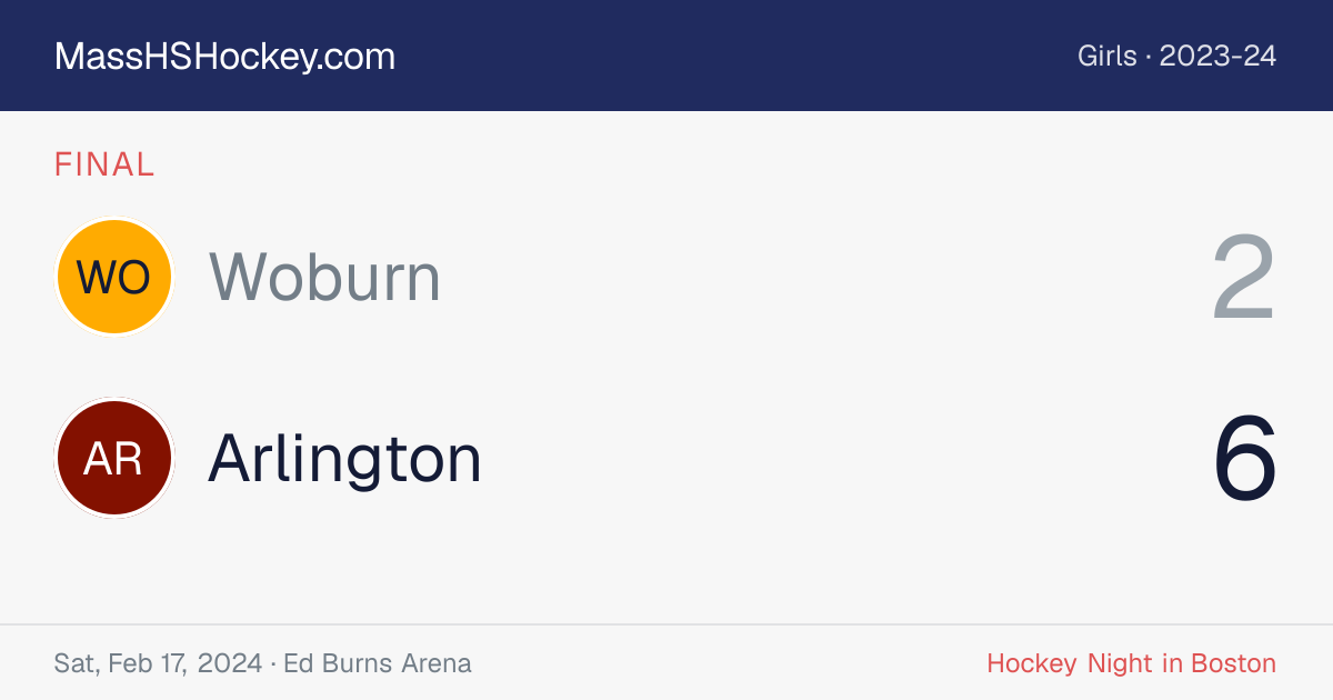 Woburn at Arlington score card