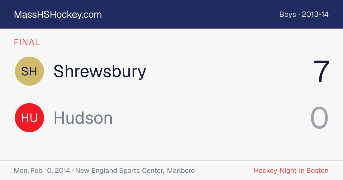 Shrewsbury at Hudson score card