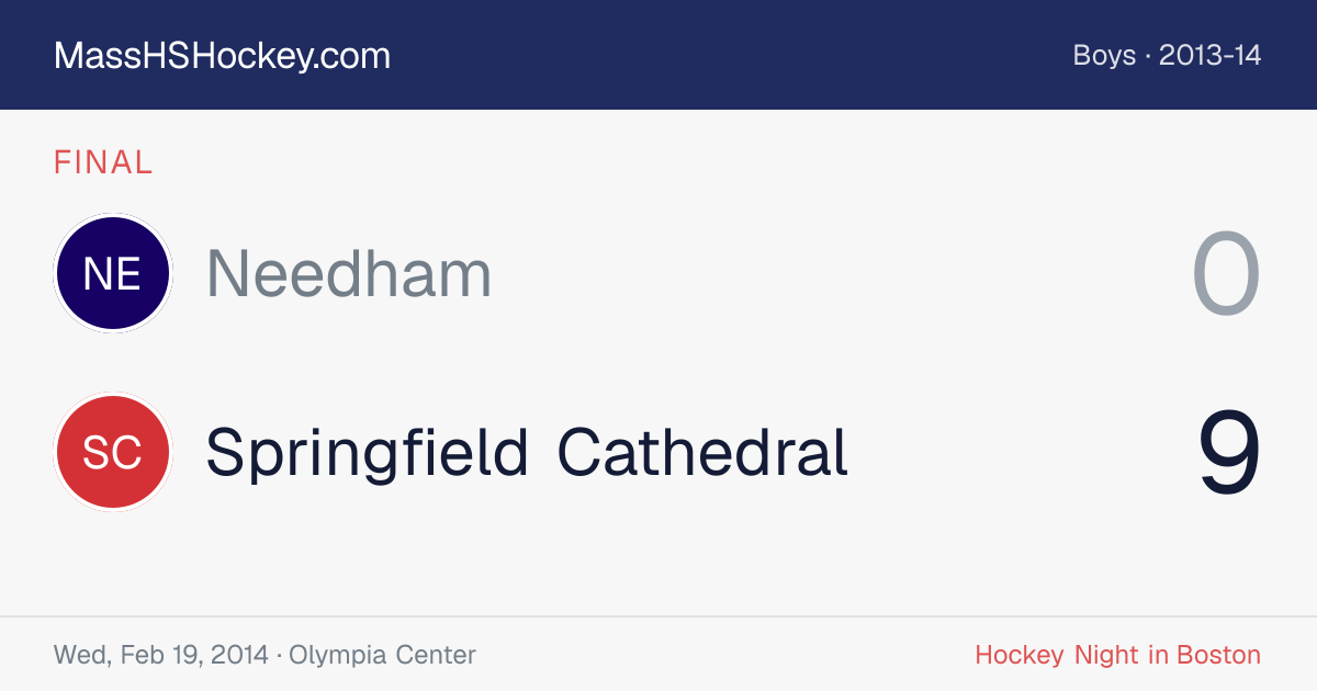 Needham at Springfield Cathedral score card