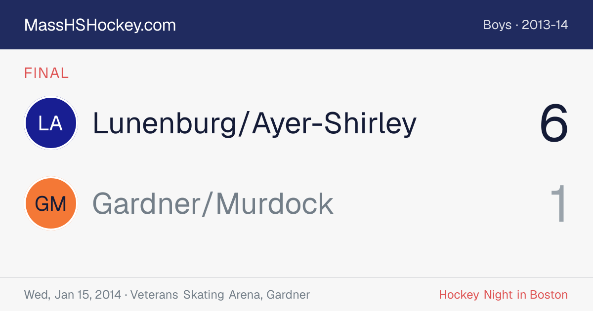 Lunenburg/Ayer-Shirley at Gardner/Murdock score card