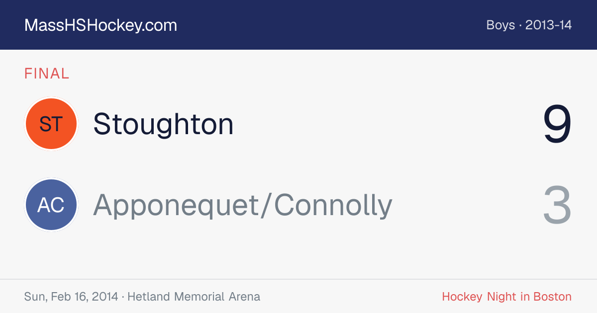 Stoughton at Apponequet/Connolly score card