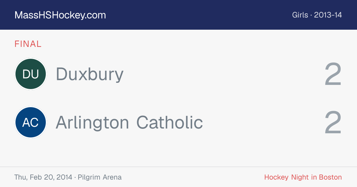 Duxbury at Arlington Catholic score card