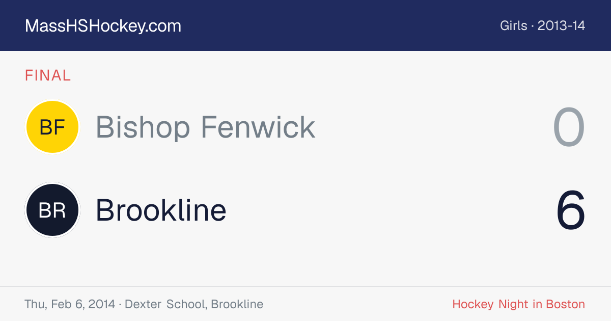 Bishop Fenwick at Brookline score card
