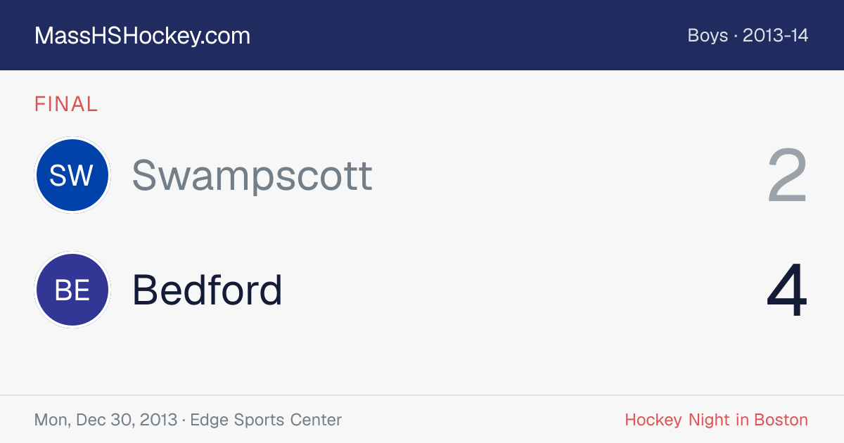 Swampscott at Bedford score card