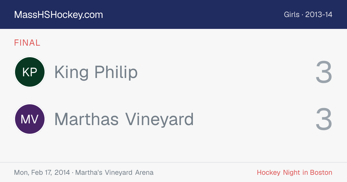 King Philip at Marthas Vineyard score card