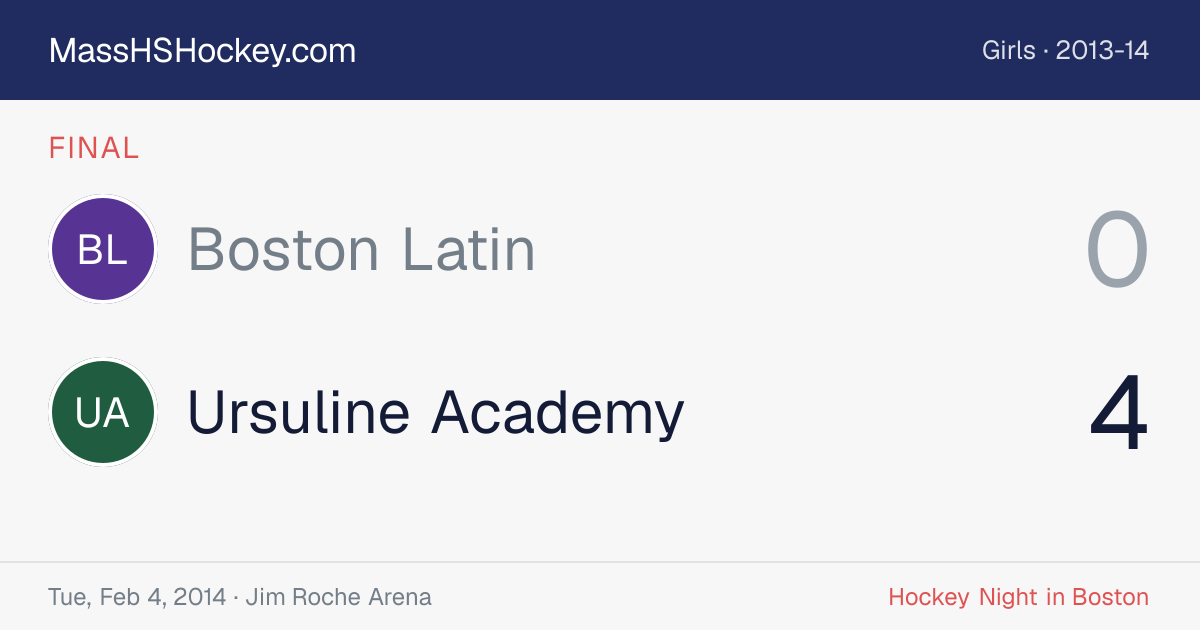 Boston Latin at Ursuline Academy score card