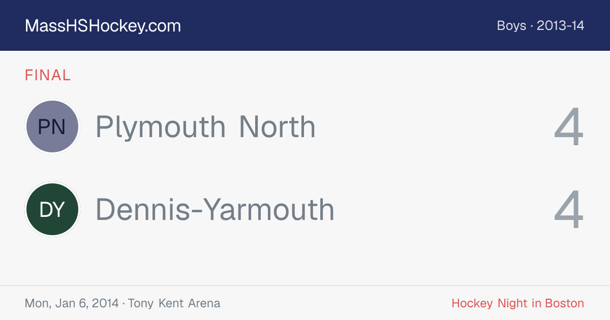 Plymouth North at Dennis-Yarmouth score card