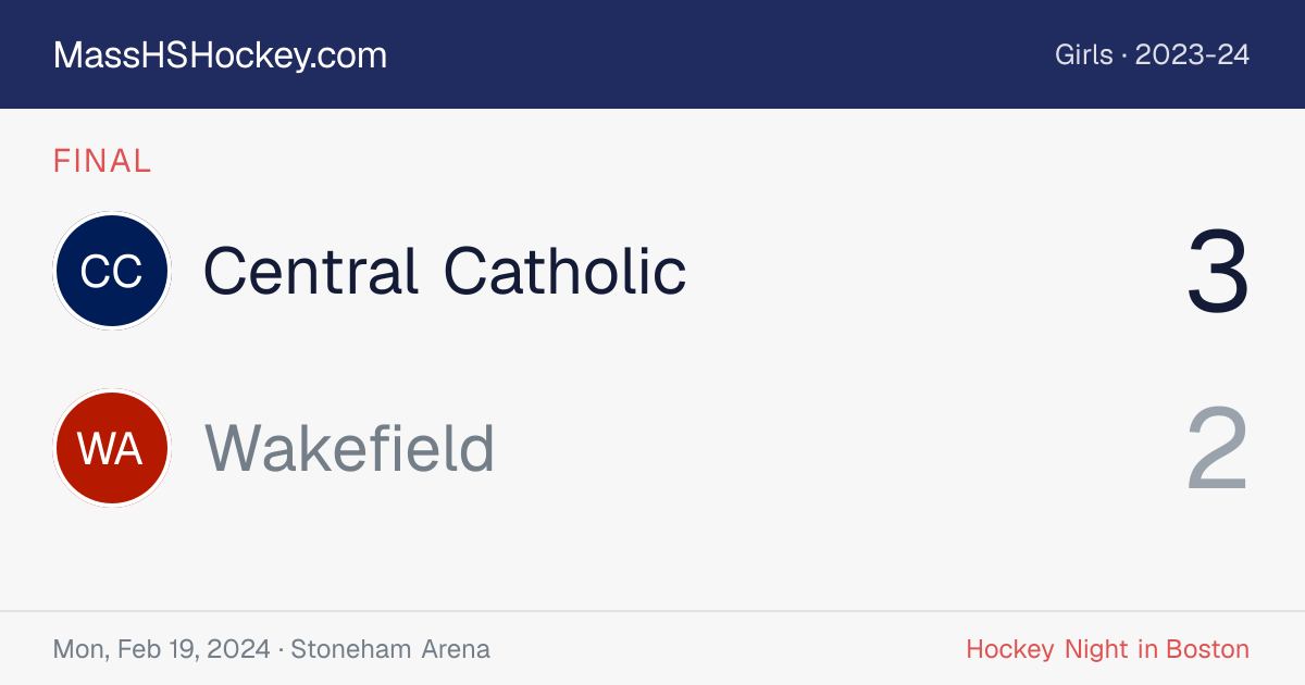 Central Catholic at Wakefield score card