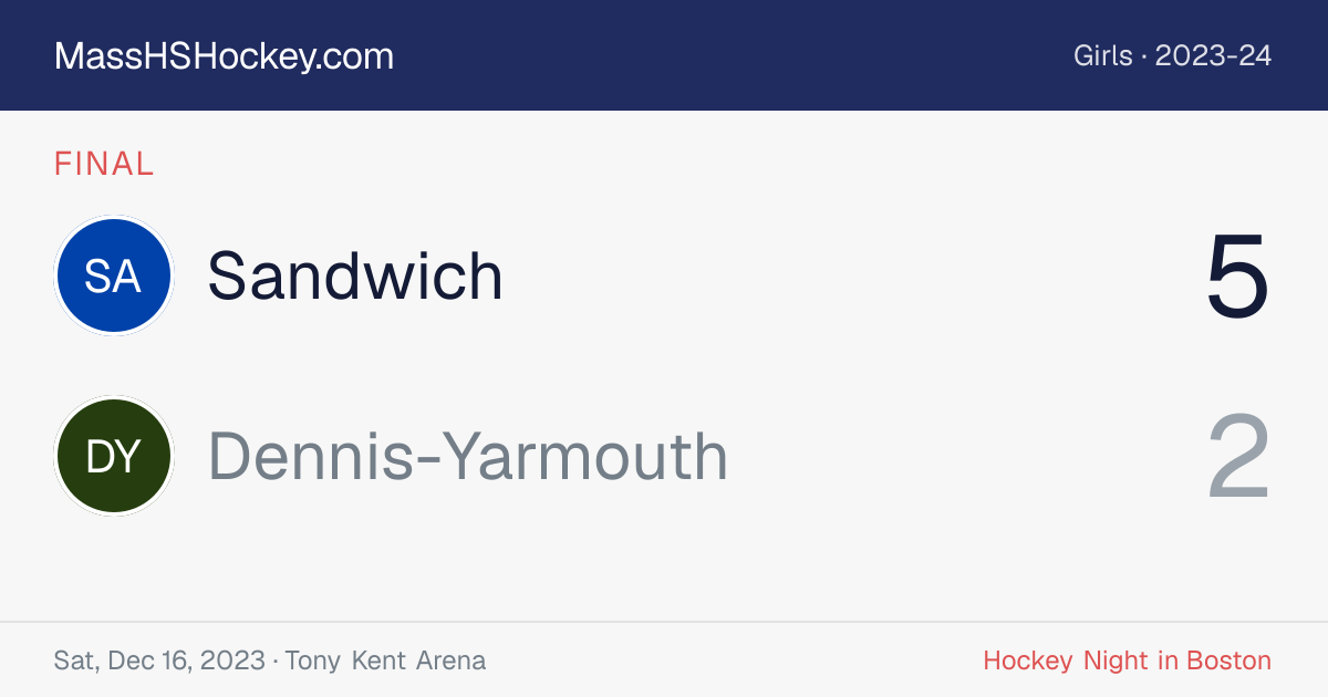 Sandwich at Dennis-Yarmouth score card