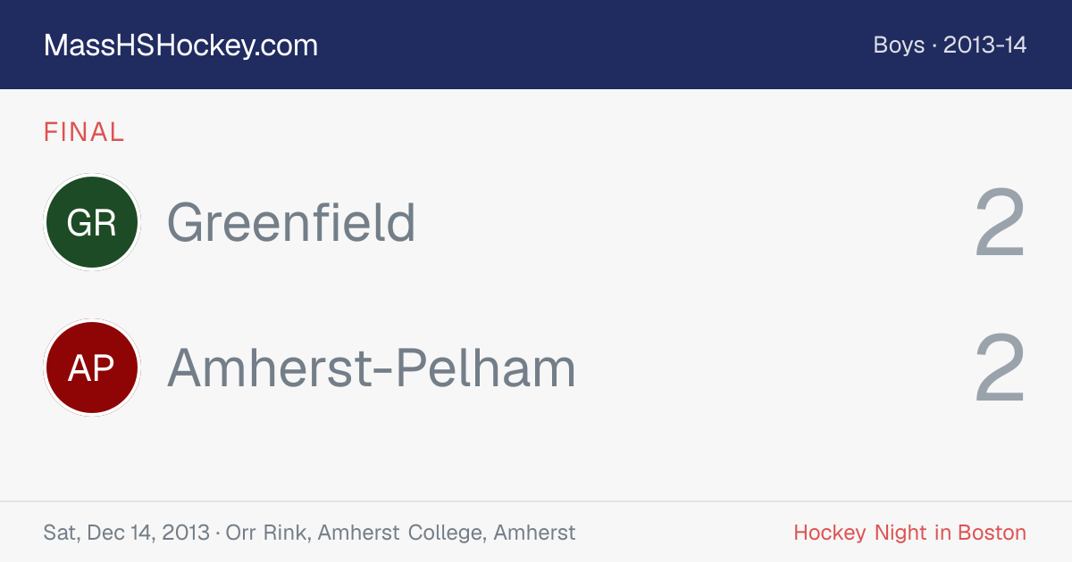 Greenfield at Amherst-Pelham score card