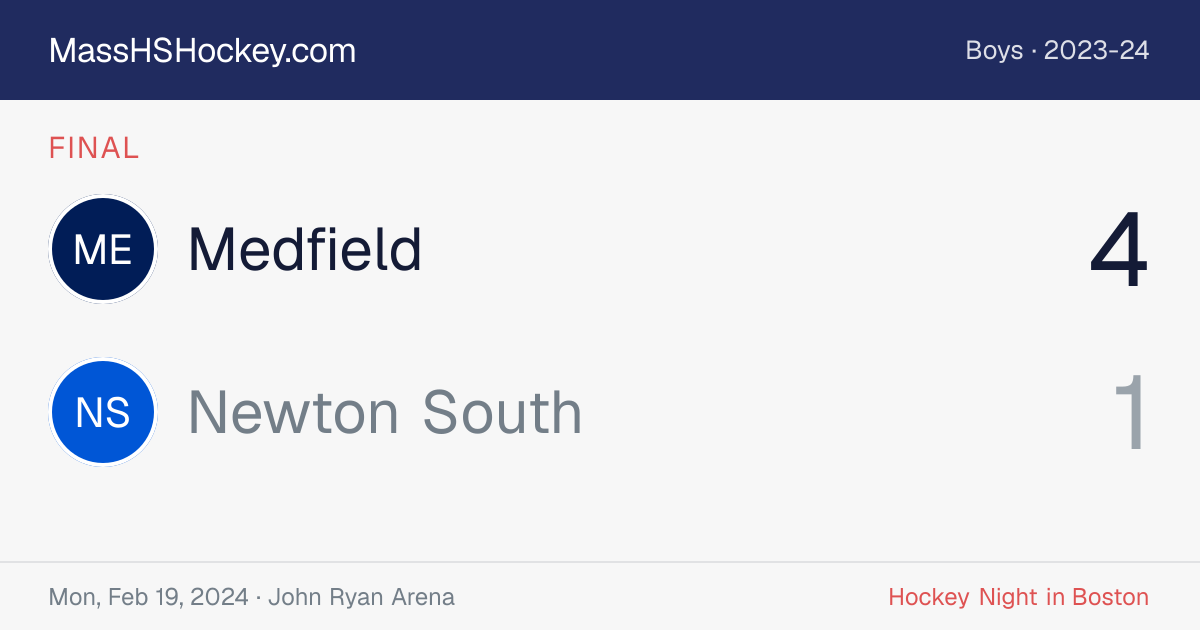 Medfield at Newton South score card