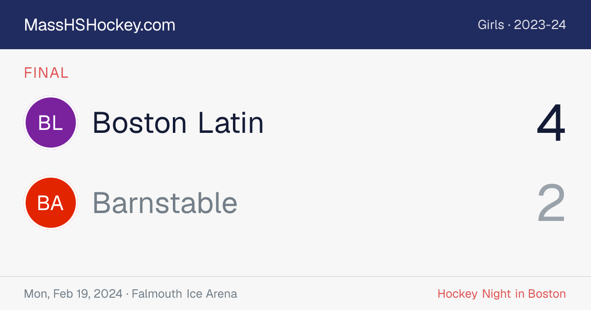Boston Latin at Barnstable score card