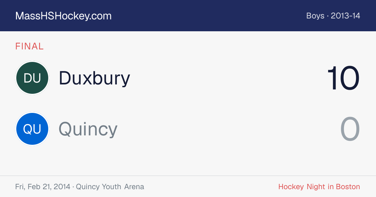 Duxbury at Quincy score card