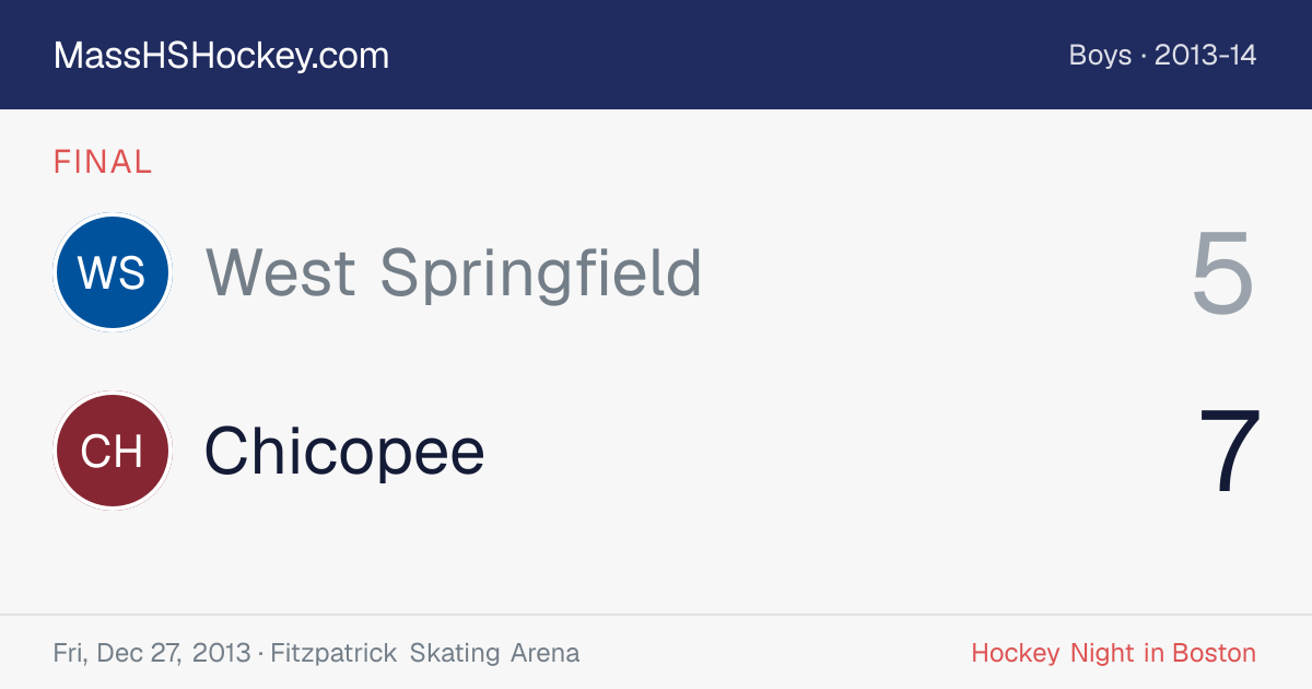 West Springfield at Chicopee score card