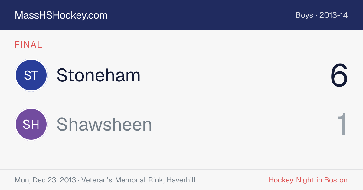 Stoneham at Shawsheen score card