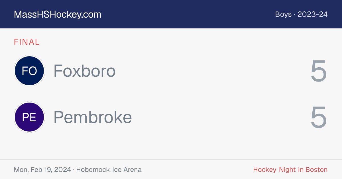 Foxboro at Pembroke score card