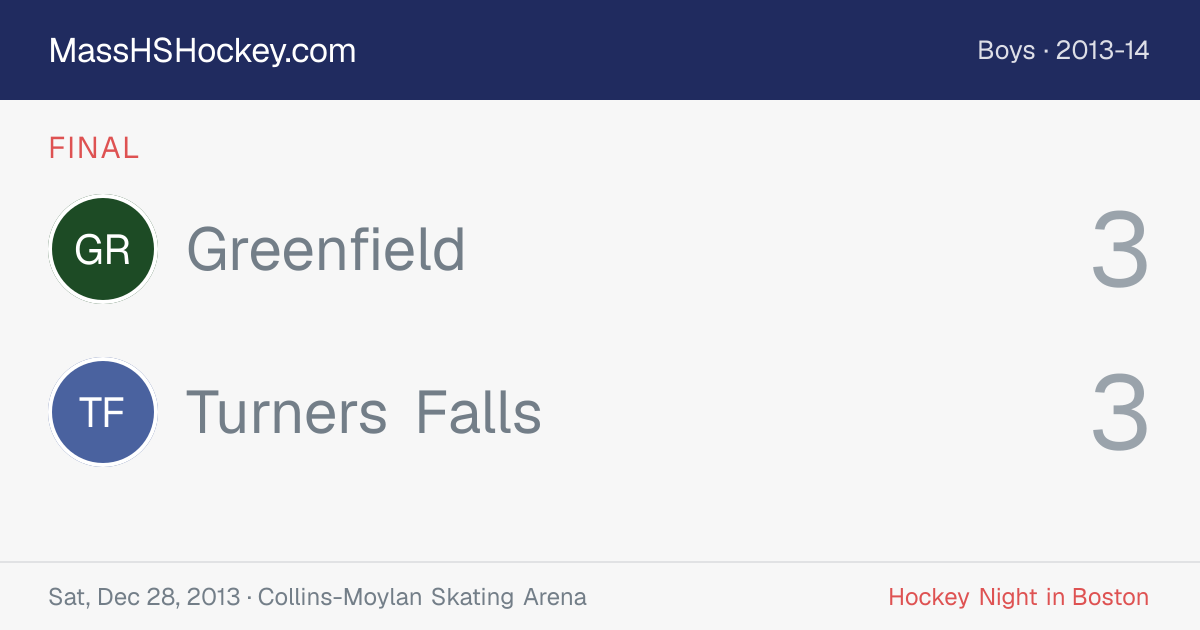 Greenfield at Turners Falls score card