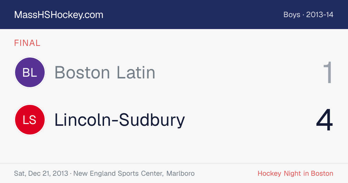 Boston Latin at Lincoln-Sudbury score card