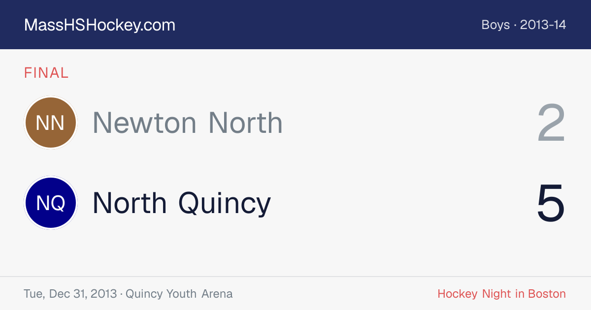 Newton North at North Quincy score card