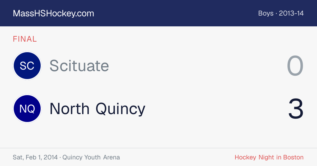 Scituate at North Quincy score card