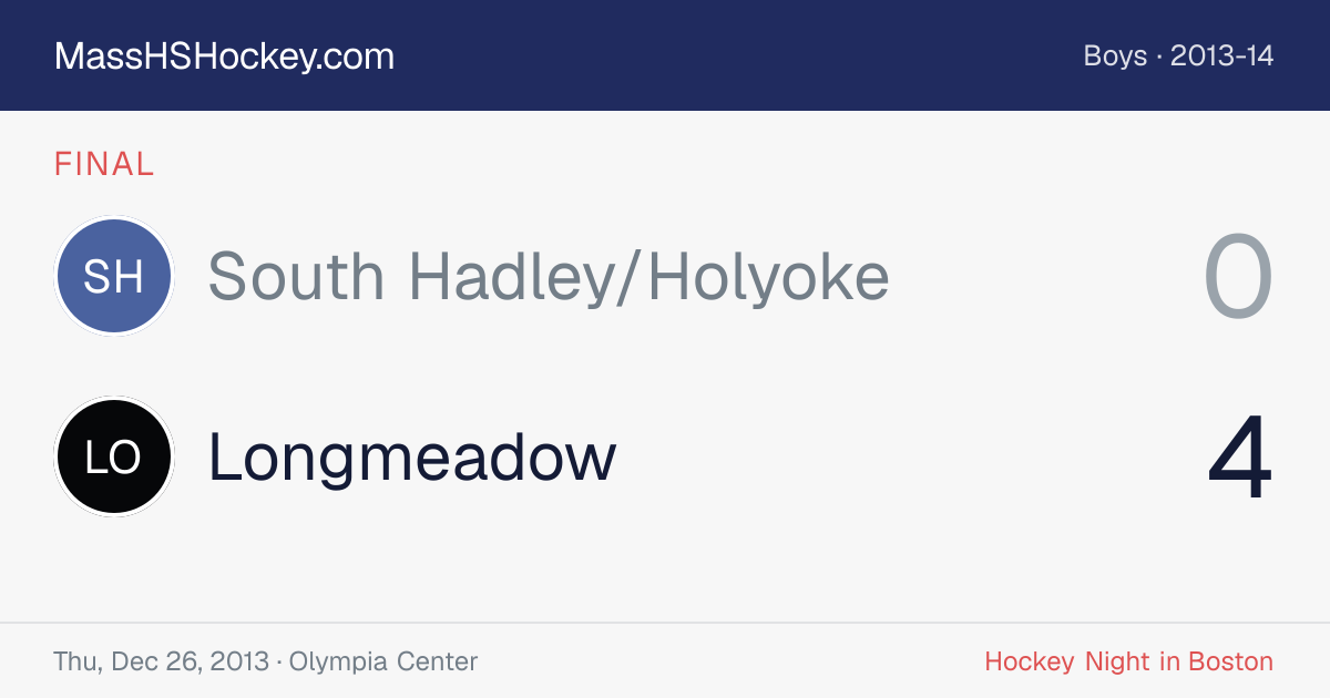 South Hadley/Holyoke at Longmeadow score card