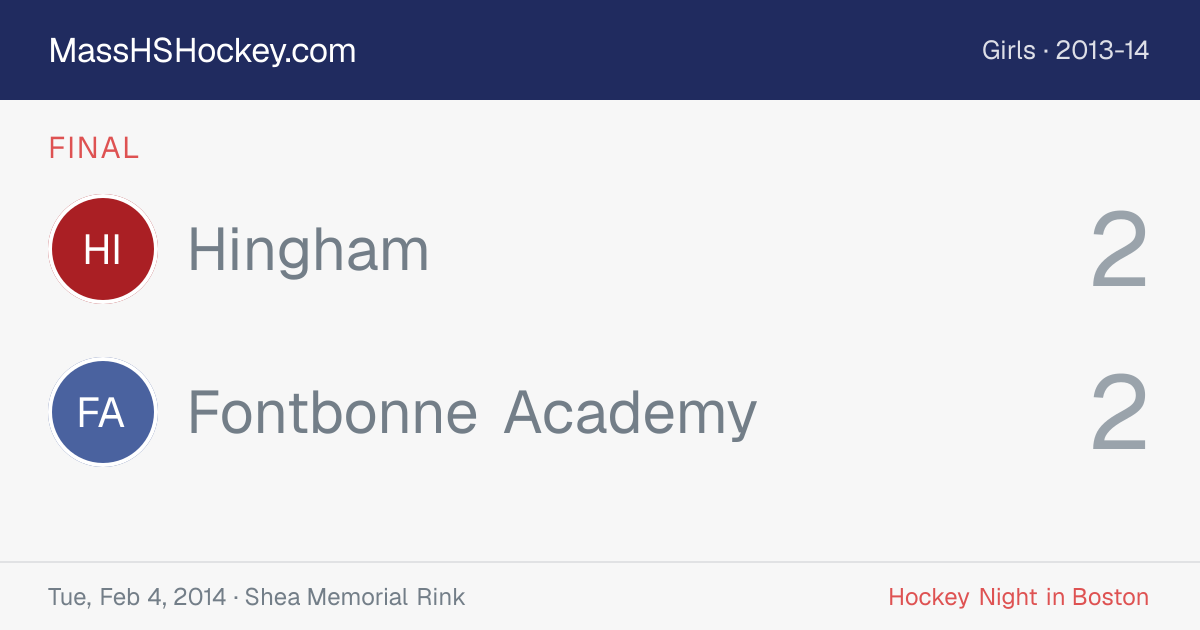 Hingham at Fontbonne Academy score card
