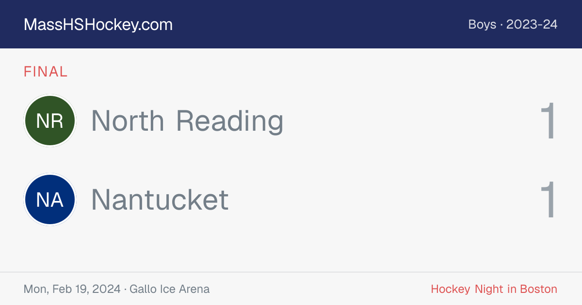 North Reading at Nantucket score card