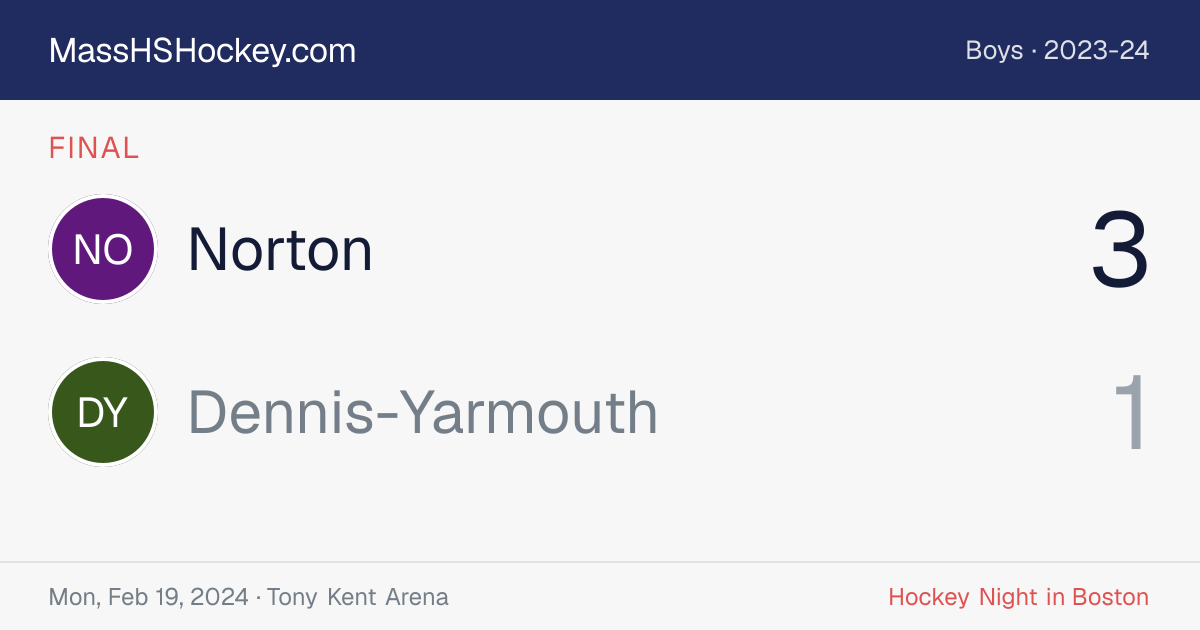 Norton at Dennis-Yarmouth score card
