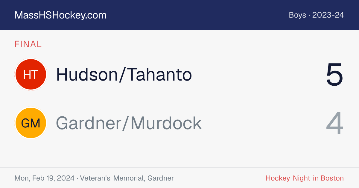 Hudson/Tahanto at Gardner/Murdock score card
