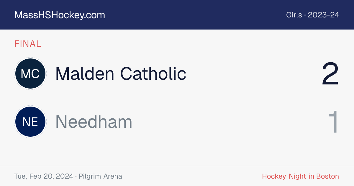 Malden Catholic at Needham score card