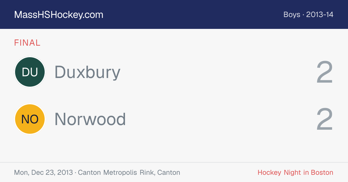 Duxbury at Norwood score card