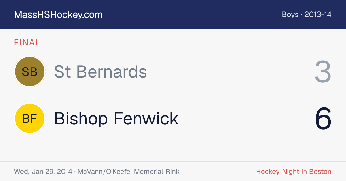 St Bernards at Bishop Fenwick score card