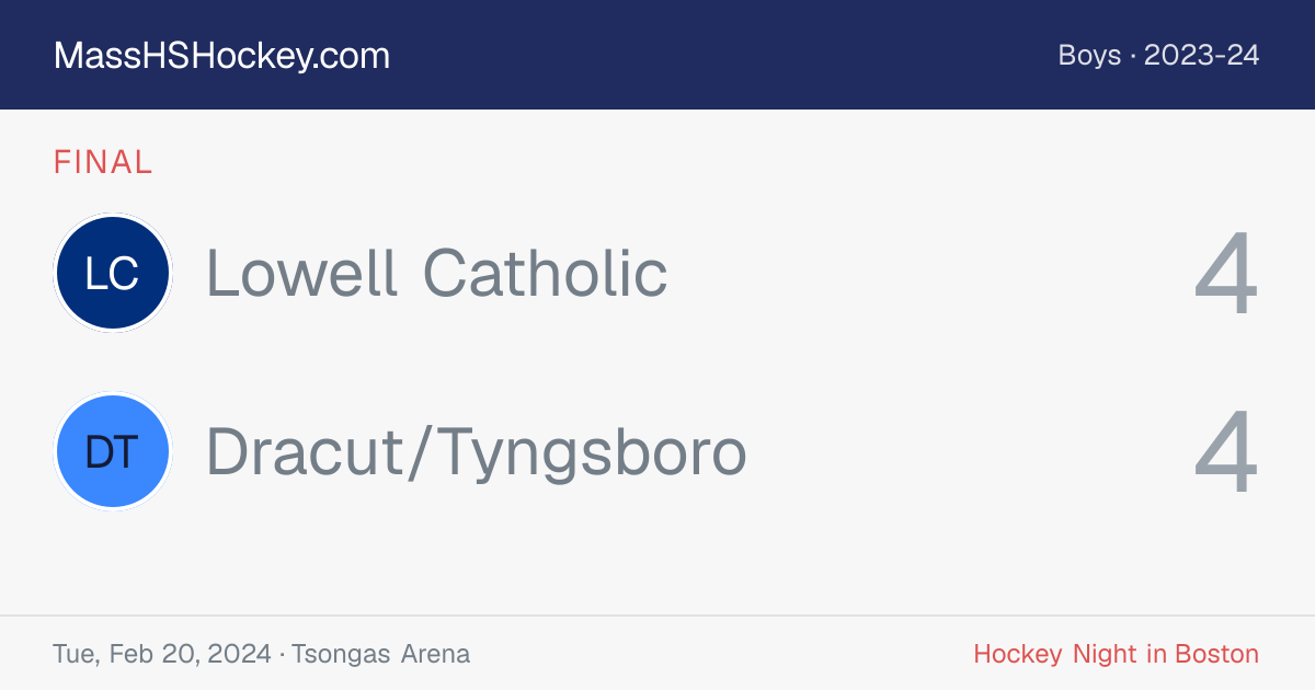 Lowell Catholic at Dracut/Tyngsboro score card