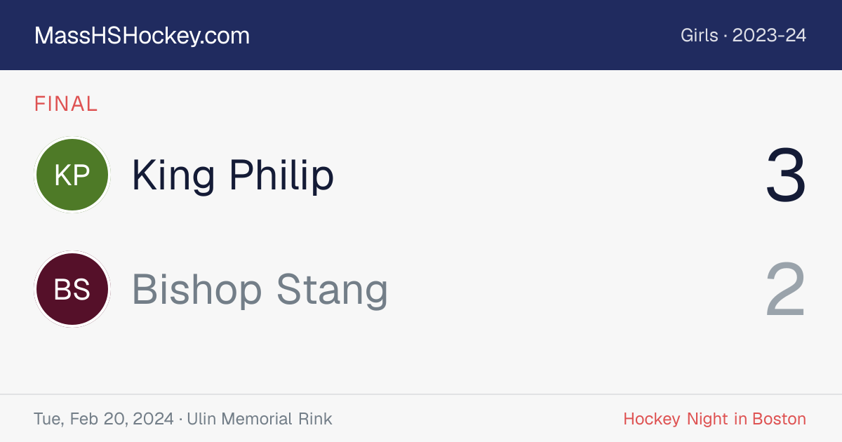 King Philip at Bishop Stang score card
