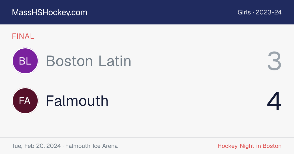 Boston Latin at Falmouth score card