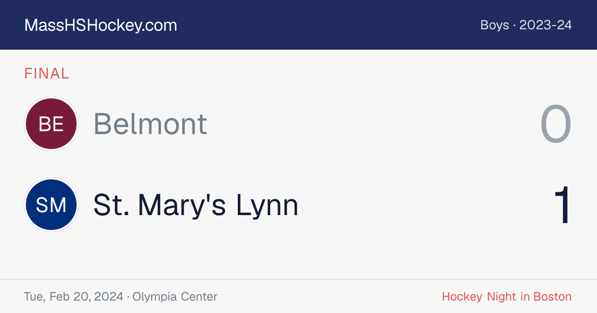 Belmont at St. Mary's Lynn score card