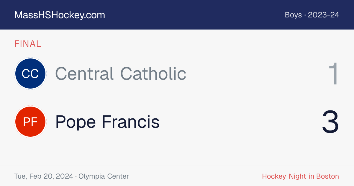 Central Catholic at Pope Francis score card