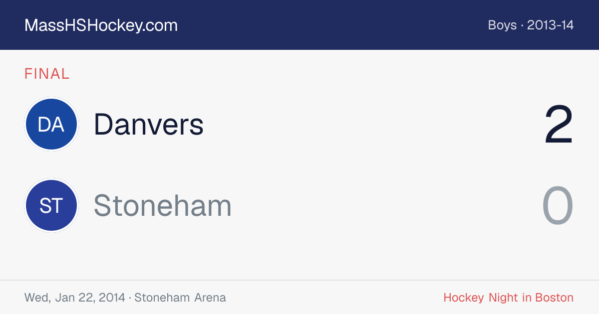 Danvers at Stoneham score card