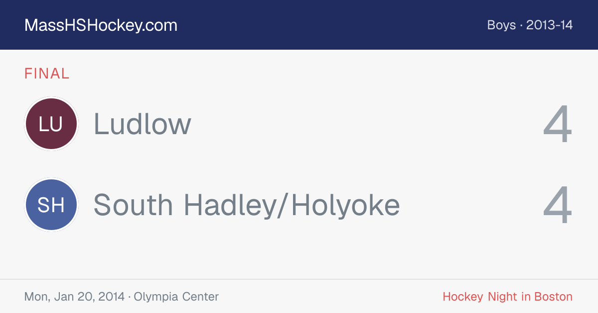 Ludlow at South Hadley/Holyoke score card