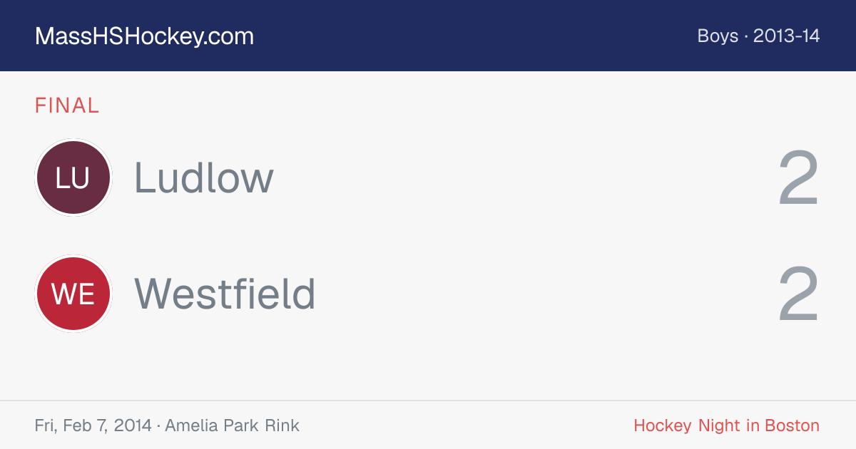 Ludlow at Westfield score card