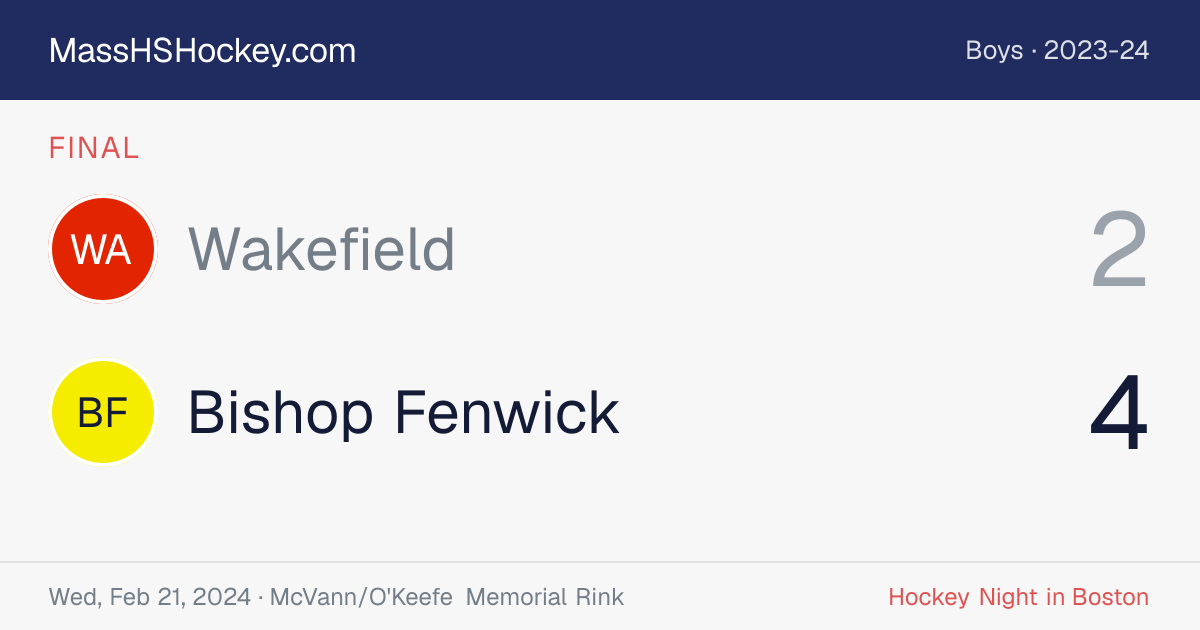 Wakefield at Bishop Fenwick score card