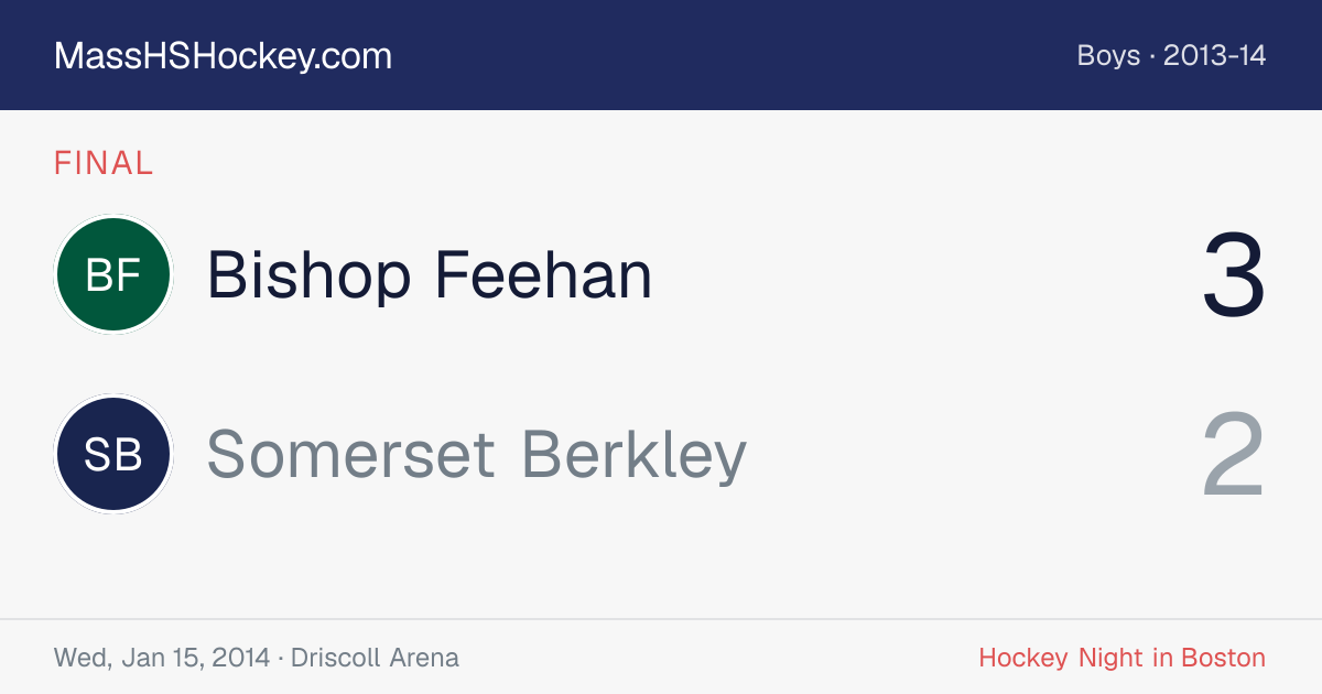 Bishop Feehan at Somerset Berkley score card