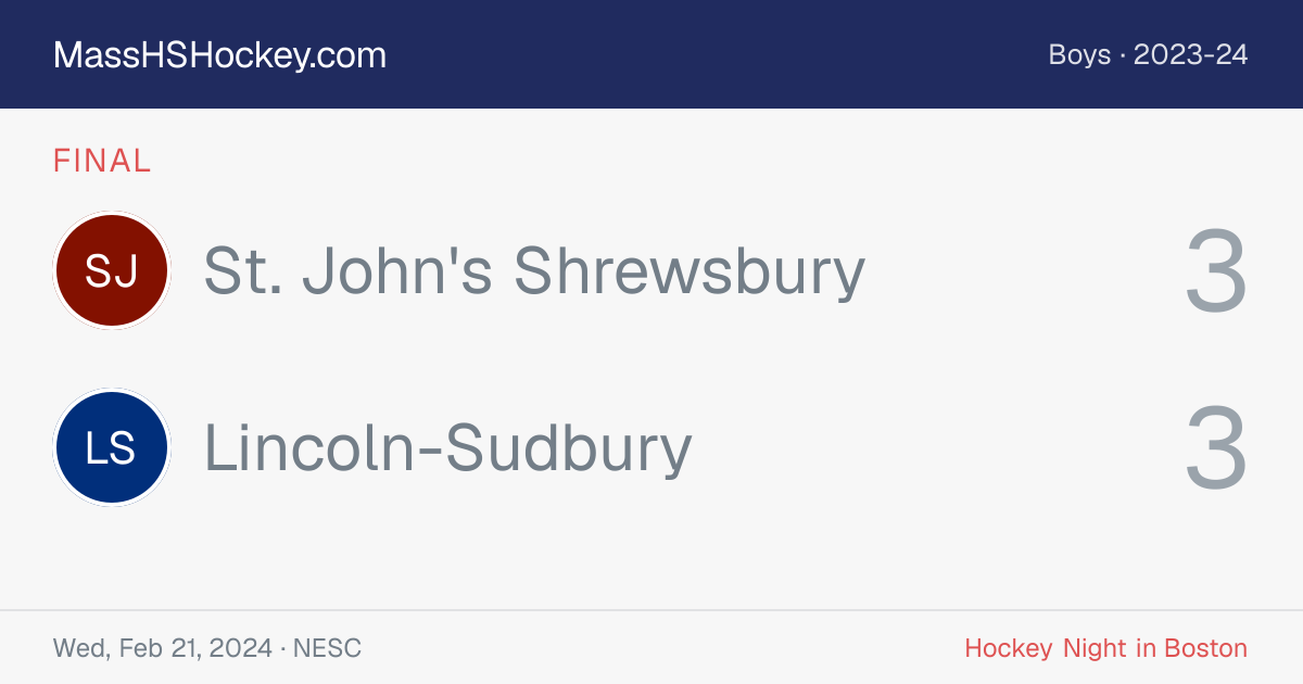 St. John's Shrewsbury at Lincoln-Sudbury score card