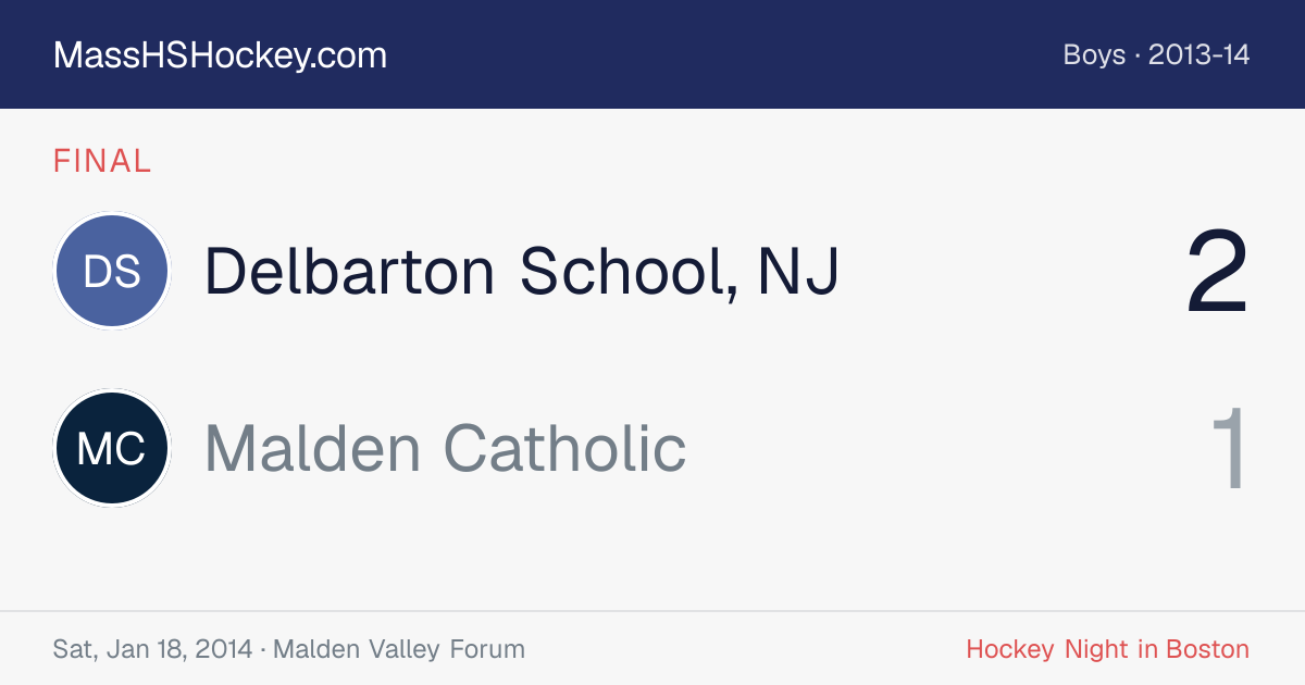 Delbarton School, NJ at Malden Catholic score card