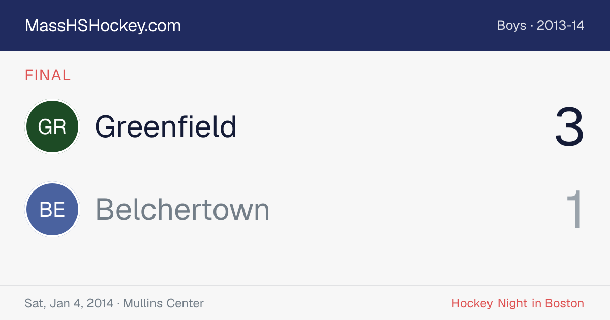 Greenfield at Belchertown score card