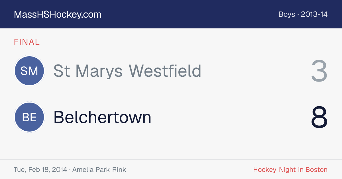 St Marys Westfield at Belchertown score card