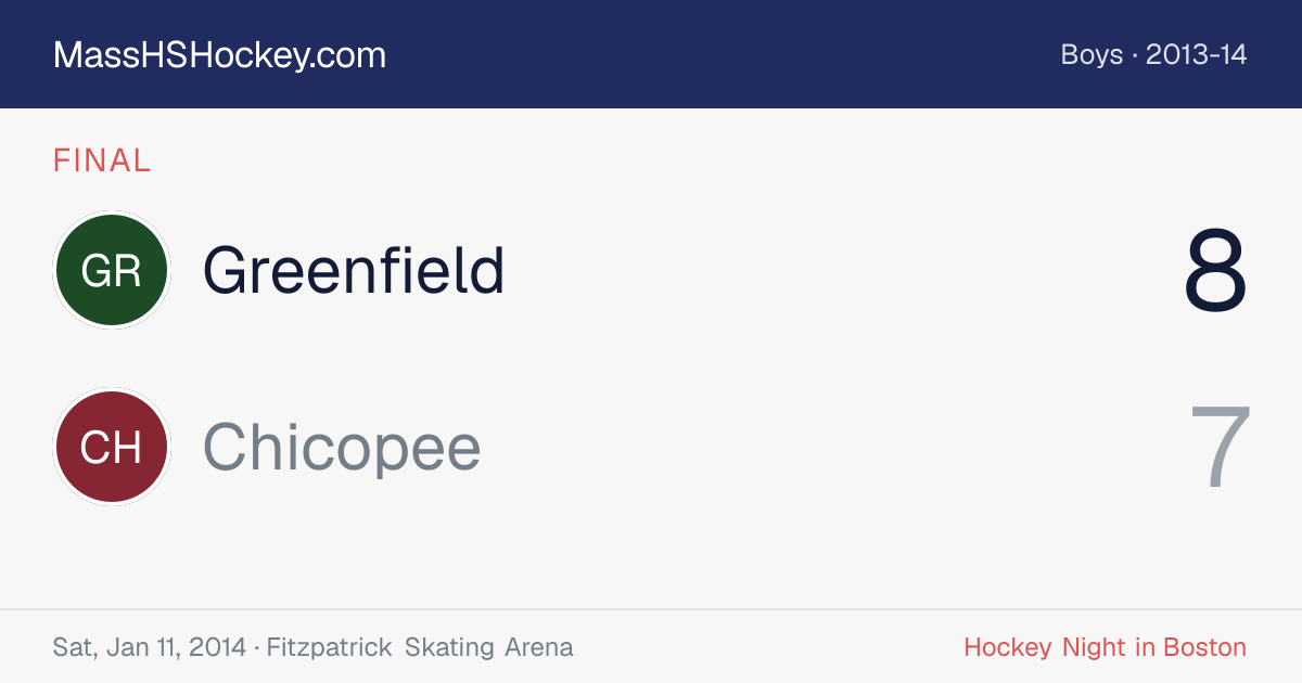 Greenfield at Chicopee score card